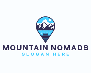 Mountain Lake Location Pin logo design