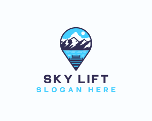 Mountain Lake Location Pin logo design