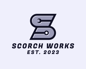 Wrench Tool Letter S logo design