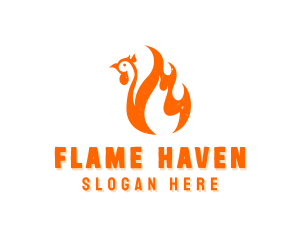 BBQ Chicken Flame logo design