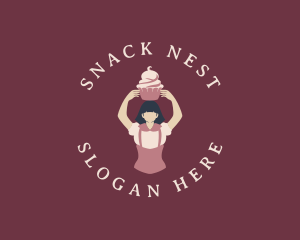 Woman Cupcake Baker logo design