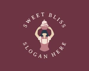 Woman Cupcake Baker logo design