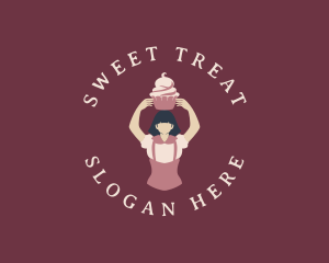 Woman Cupcake Baker logo design