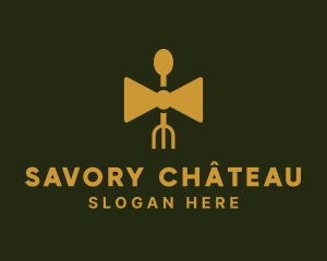 Gold Bow Tie Restaurant   logo design