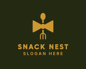 Gold Bow Tie Restaurant   logo design