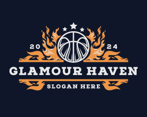 Fiery Basketball Sports Flame Logo