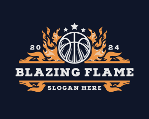 Fiery Basketball Sports Flame logo design