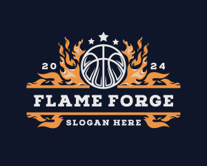 Fiery Basketball Sports Flame logo design