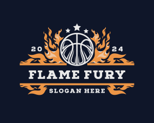 Fiery Basketball Sports Flame logo design