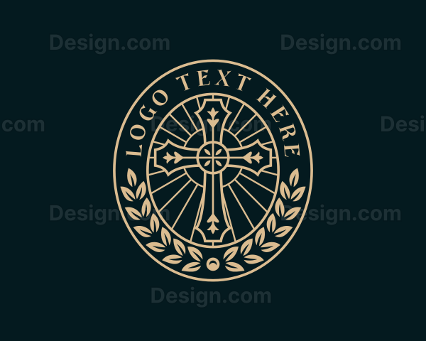 Wreath Catholic Cross Logo