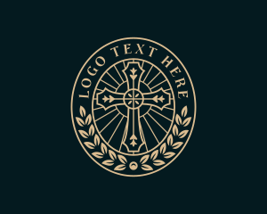 Wreath Catholic Cross logo