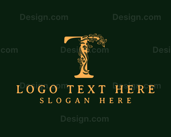 Floral Elegant Boutique Letter T Logo