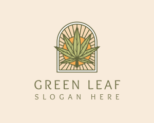 Sunset Marijuana Leaf Arch logo