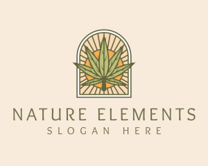 Sunset Marijuana Leaf Arch logo design