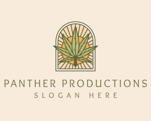 Sunset Marijuana Leaf Arch logo design