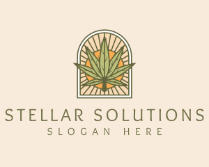 Sunset Marijuana Leaf Arch logo design