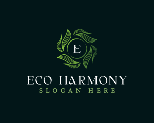 Eco Leaves Wave logo design