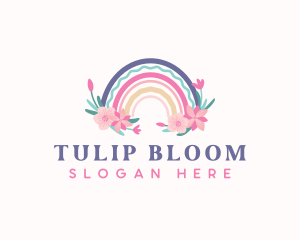 Flower Rainbow Boho logo design