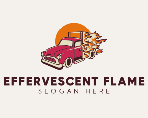 Flaming Trandsport Truck  logo design