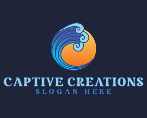 Ocean Wave Letter C logo design