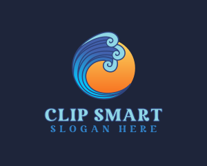 Ocean Wave Letter C logo design