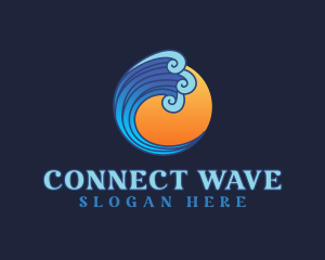 Ocean Wave Letter C logo design