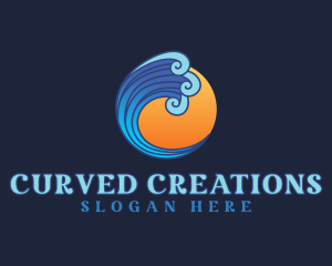 Ocean Wave Letter C logo design