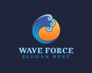 Ocean Wave Letter C logo