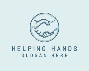 Halftone Business Hand Shake logo design