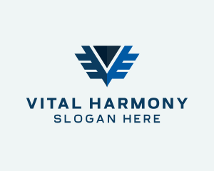 Technology Wings Letter V logo design