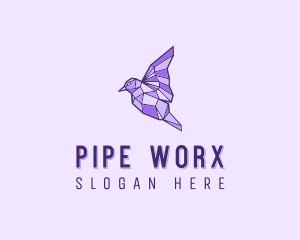 Purple Geometric Bird logo design