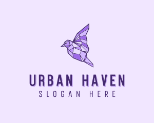 Purple Geometric Bird logo design