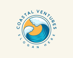 Beach Wave Sun logo design