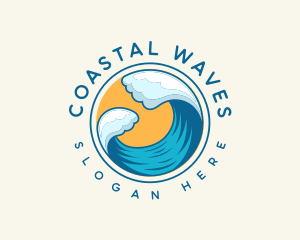 Beach Wave Sun logo design