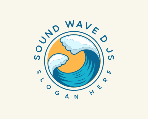 Beach Wave Sun logo design