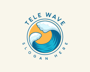 Beach Wave Sun logo design