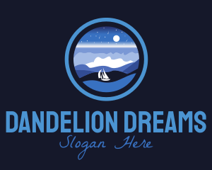 Night Ship Sailing logo design