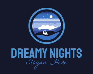 Night Ship Sailing logo design