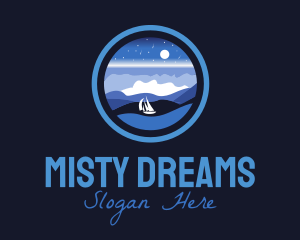 Night Ship Sailing logo design