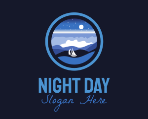 Night Ship Sailing logo design