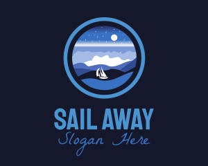 Night Ship Sailing logo design