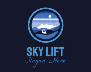 Night Ship Sailing logo design