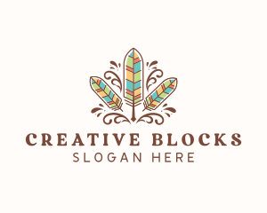 Boho Feather Quill Pen logo design