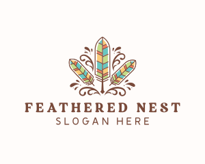 Boho Feather Quill Pen logo design