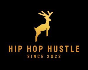 Gold Hopping Deer logo design