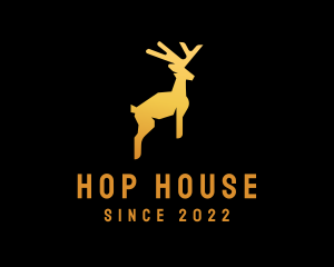 Gold Hopping Deer logo design