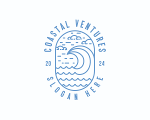 Surfing Sea Waves logo design