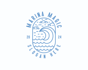 Surfing Sea Waves logo design