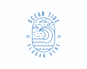 Surfing Sea Waves logo design