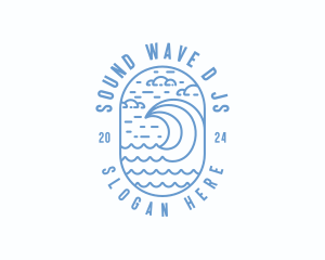 Surfing Sea Waves logo design